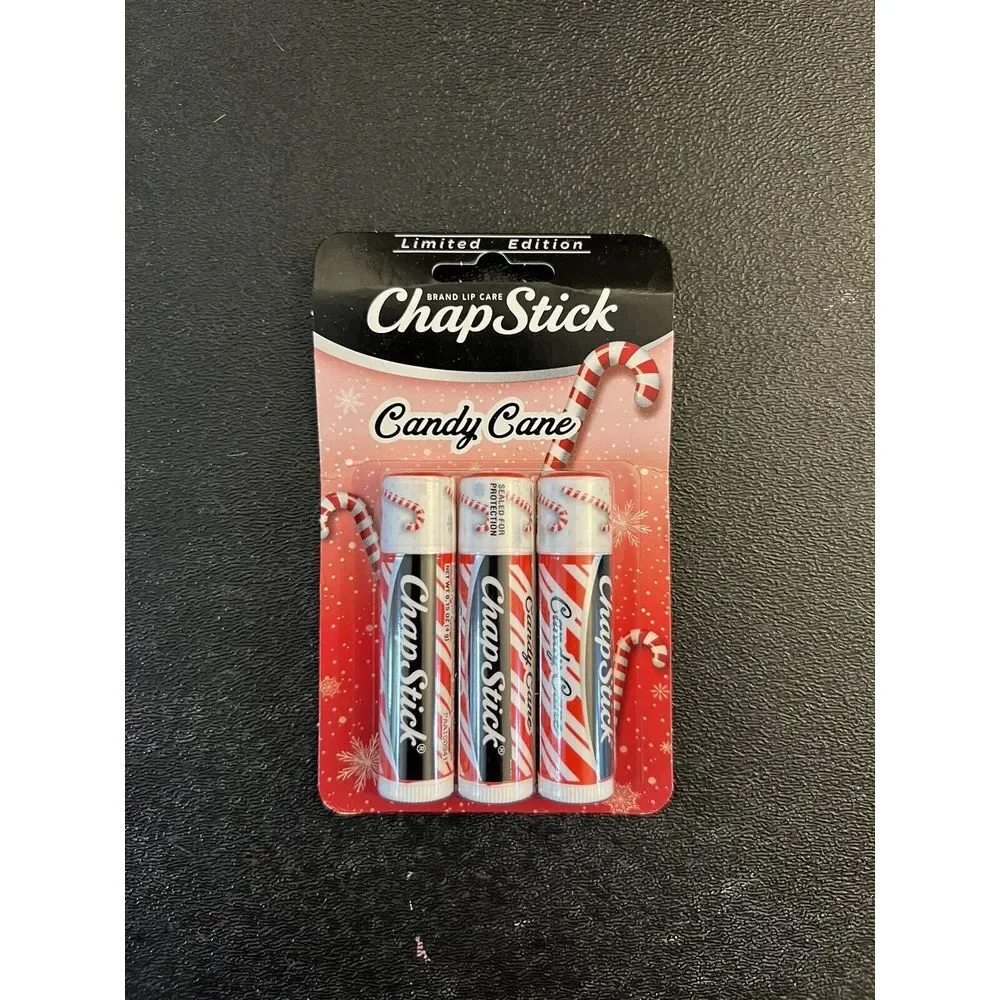 ChapStick Lip Balm Candy Cane Limited Edition Holiday Flavor 3‎ Pack NEW - #327